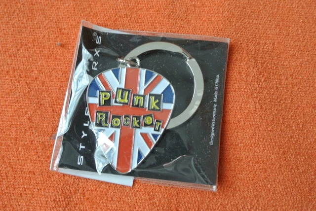 Porte cles FENDER guitar guitare PUNK ROCKER mediator pick Union jack KEY OLDER