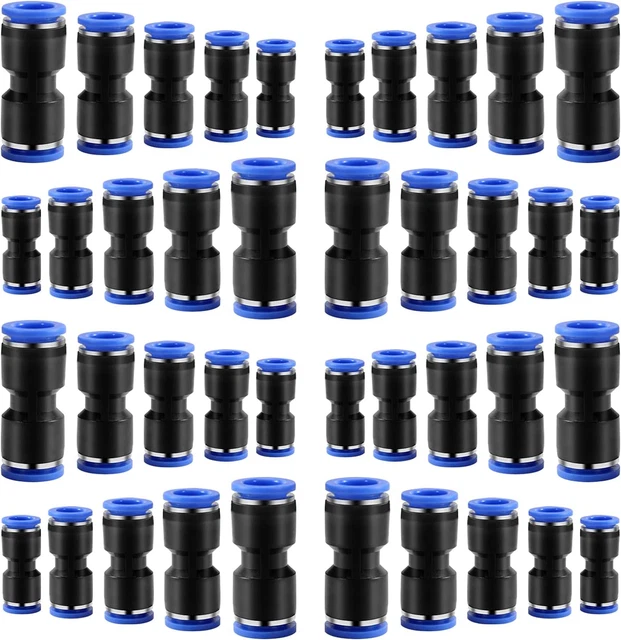 40 Pcs Quick Connect Straight Push Connectors,5/32" 1/4" 5/16" 3/8" 1/2 Inch OD