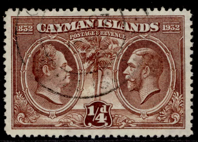 CAYMAN ISLANDS GV SG84, ¼d brown, FINE USED.