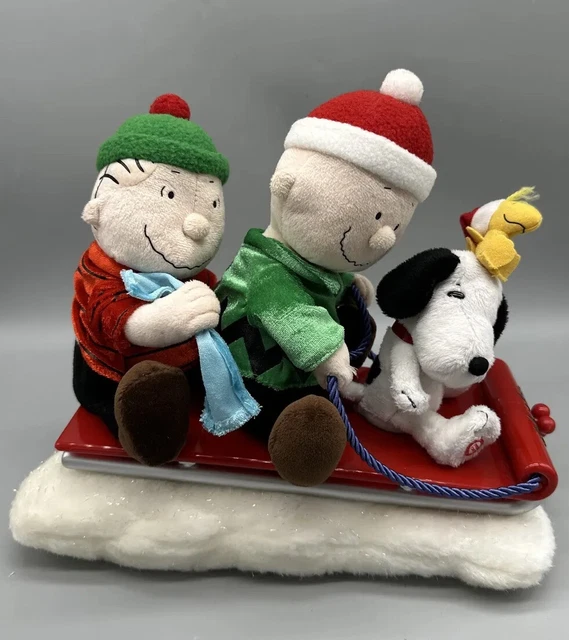 VTG GEMMY ANIMATED Musical Sleigh SNOOPY CHARLIE BROWN LINUS