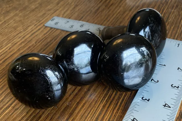 4 Antique Vintage Black Porcelain Door Knobs Victorian Niles Chicago Art Deco