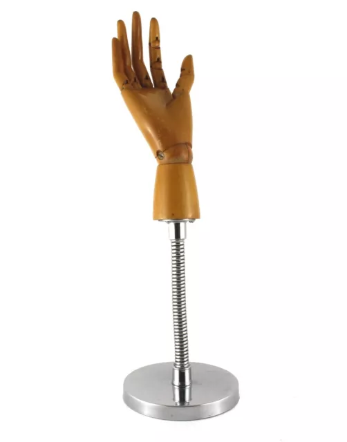 Gelenkige Schaufensterpuppe Handhandschuhständer. Antikes Holzgelenk Fingerring Display