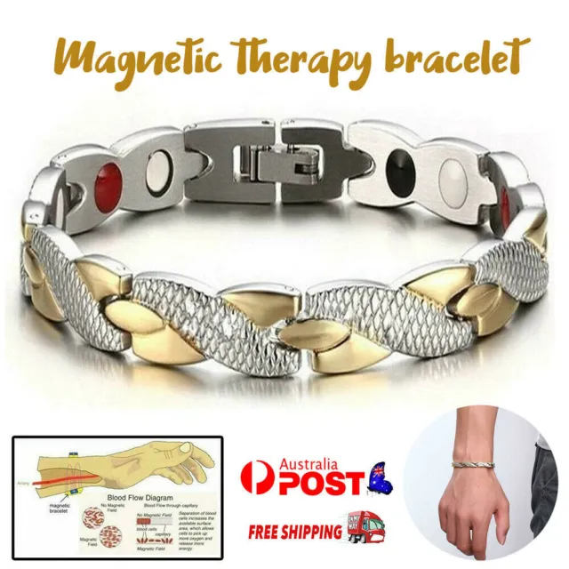 Mens Women Bracelet Magnetic Healing Bio Therapy Arthritis Pain Relief Bangle AU