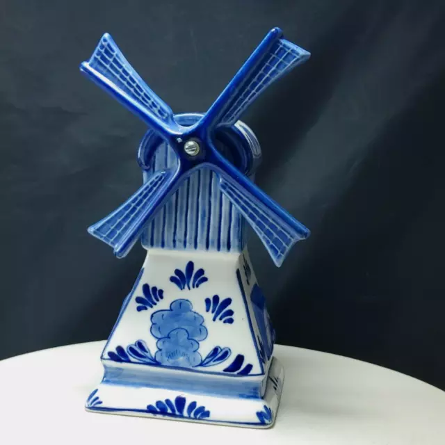 Vintage Delft Blue Windmill 049101 Handpainted Holland Ornament Collectible 7"