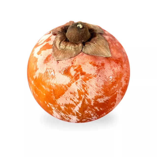 Scultura Cachi Frutta in Marmo Dipinta a Mano Hand Painted Marble Persimmon Art