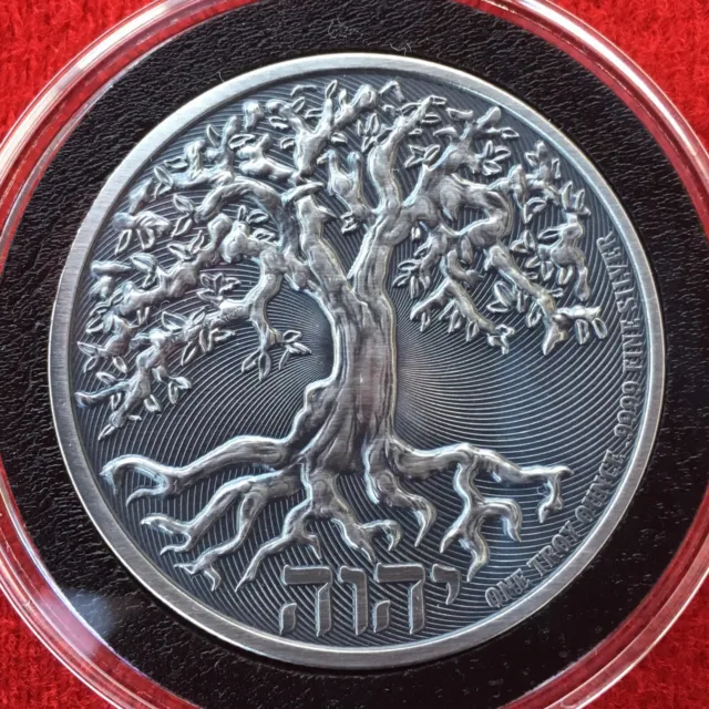 1 Troy OZ .9999 Silver 2019 Niue Tree of Life Coin Custom Antiqued by SFS