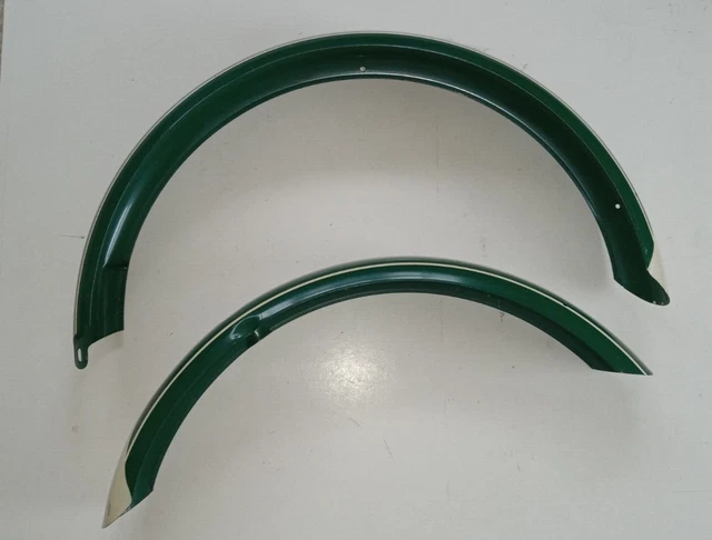 New Old Stock Vintage Antique Wald Bicycle Fenders Pair Green Cream 3" Parts New Old Stock Vintage Antique Wald Bicycle Fenders Pair Green Cream 3" Parts