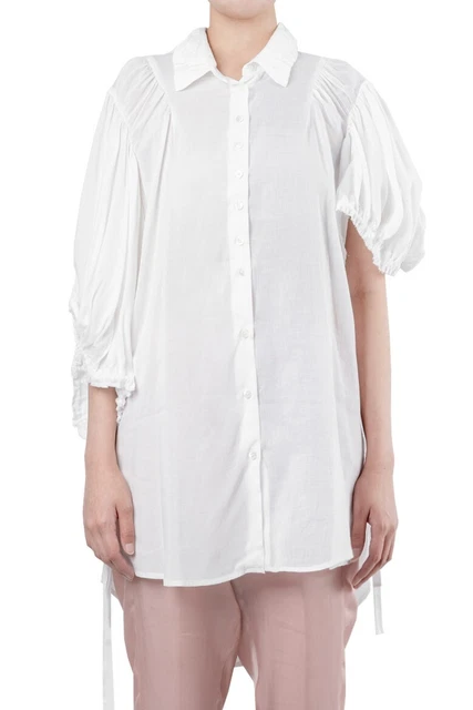 Ann Demeulemeester White Trilene Button-Up Shirt, Size 6 (US), 38 (EU) NWT! $700