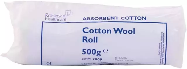 Robinson Healthcare Cotton Wool Roll BP 500g, Pack of 1