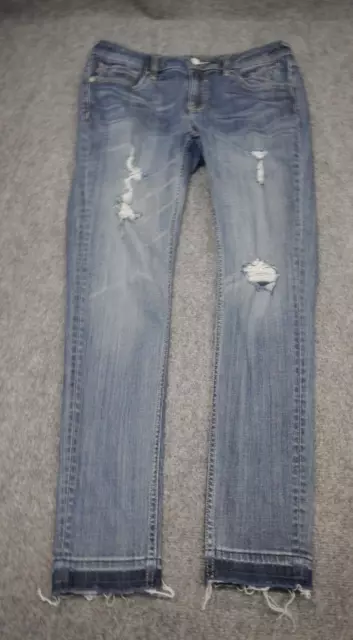 Vigoss The Chelsea Skinny Jeans Womens 29 Blue Distressed Denim Raw Hem