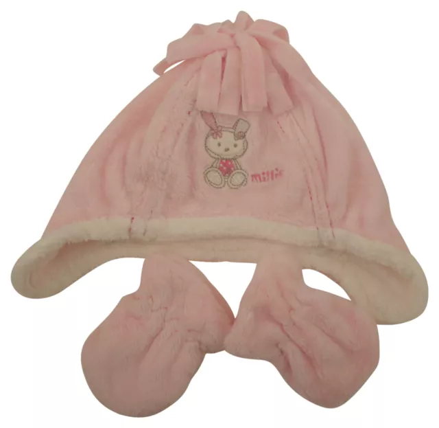 Ex-Store Baby Girls Soft Fleece Hat & Mittens Set