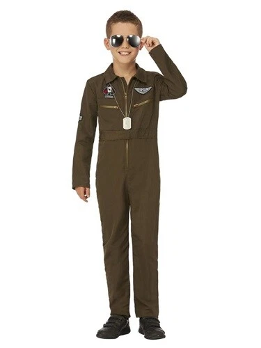 Bambini Bambine Top Gun Maverick Costume Pilota Volo Abito Film Vestito
