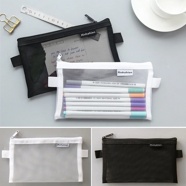 Pencil Case Makeup Pouch Case Pen Clear Mesh Large Portable Cosmetic Storage Bag