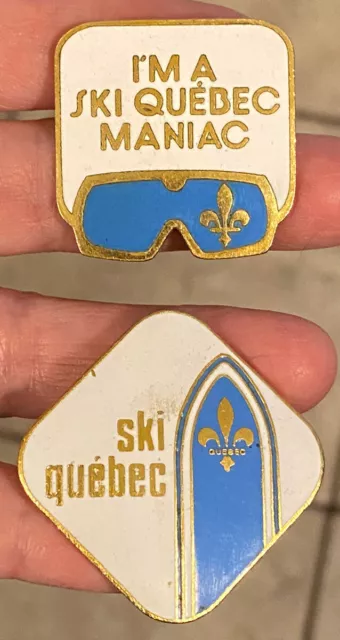 2 Vintage C.LAMOND MONTREAL Enamel Pin Lot SKI QUEBEC & I’M A SKI QUEBEC MANIAC