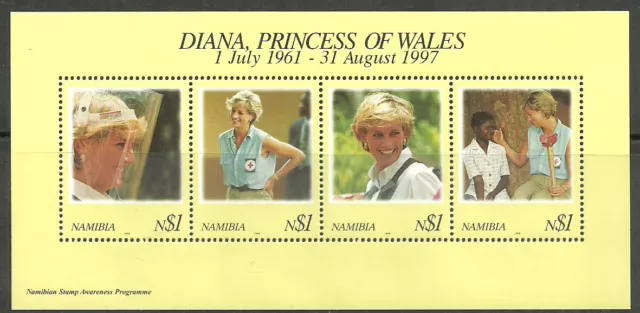 Namibia - Tod von Prinzessin Diana Block 38 postfrisch 1998 Mi. 933-936