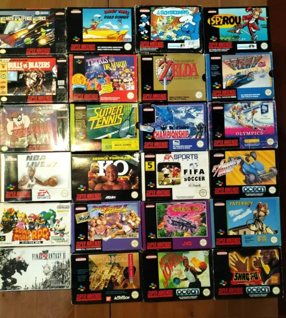 Gros lot de 24 jeux Super Nintendo ( SNES ) en boite