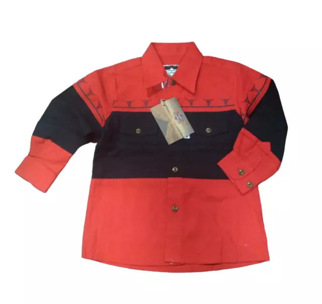 Camicia Stars & Stripes cowboy western country bambino nera rossa taglia 116 cm