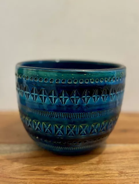 Vintage  1960's  Bitossi 'Rimini Blu' plant pot By Aldo Londi.