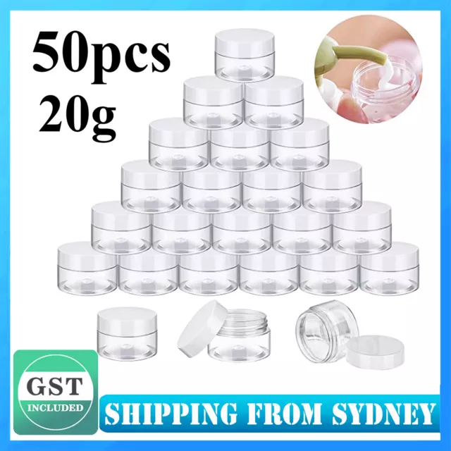 50 Pcs Sample Bottle Cosmetic Makeup Jar Pot Face Cream Lip Balm Containers 20G