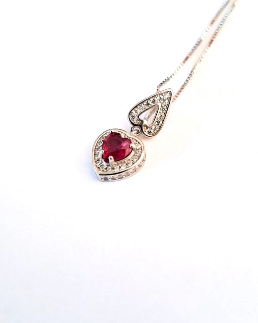 Pendentif Rubis Serti Dans Argent 925 - Neuf Avec étiquettes, Bijou Femme élégant