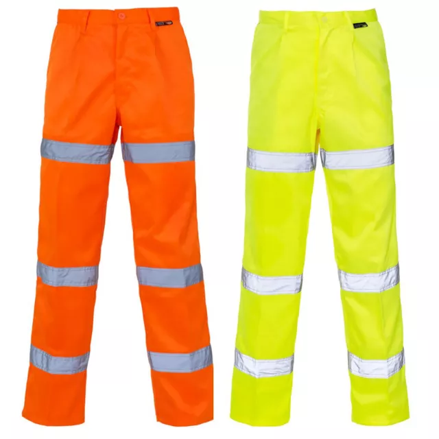 Hi Vis 3 Band Safety Reflective Polycotton Work Ware Trousers