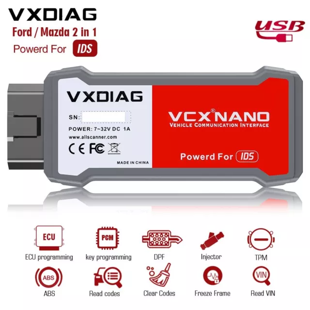 VXDIAG VCX Nano for Ford/Mazda 2 in 1 with IDS V129 OBD2 Diagnostic Scanner Tool