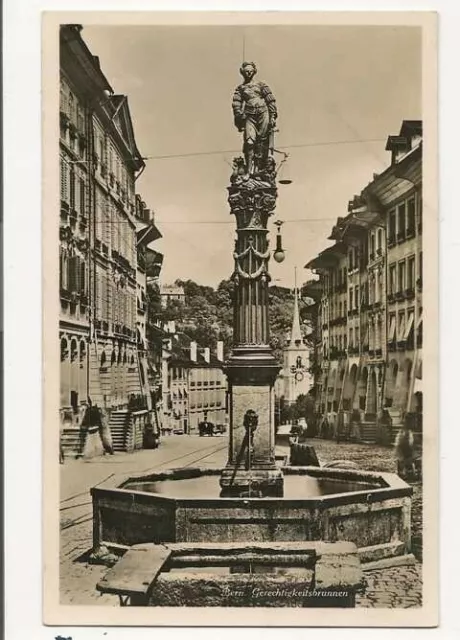 Bern AK Berne Gerechtigkeitsbrunnen Stempel Bern Kramgasse Ansichtskarte 1928