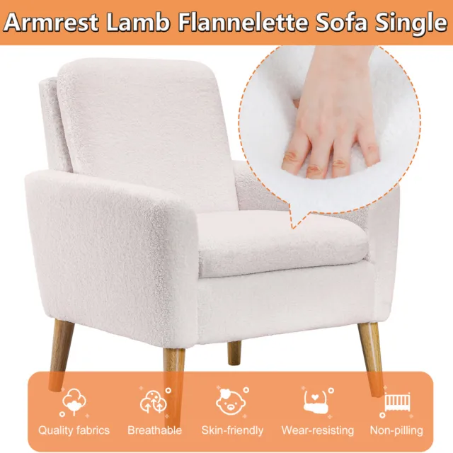Lamb Wool Single Sofa Soft Touch Upholstered Leisure Chair for Living Room Home