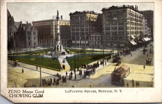 Zeno Chewing Gum Postcard LaFayette Square in Buffalo, New York