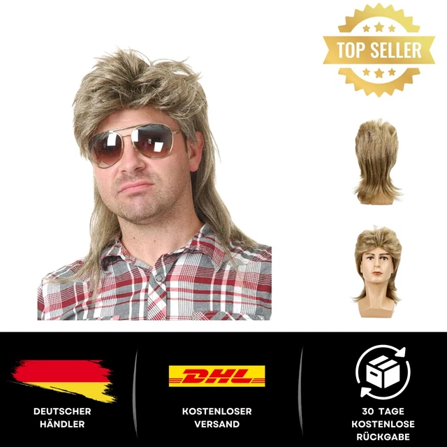 Joe Exotic Perücke Mit Schnurrbart & Gold-Accessoires - Verrückter Tiger King Look