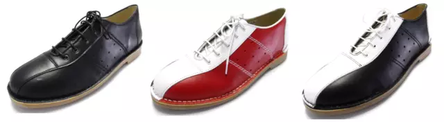 Ikon Original Mens Leather Marriot Mod 60S Style Bowling Shoes In 3 Colours