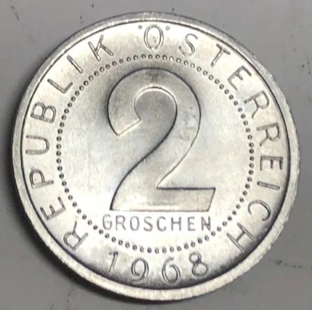 # C2649     AUSTRIA   COIN,     2   GROSCHEN   1968  Unc.