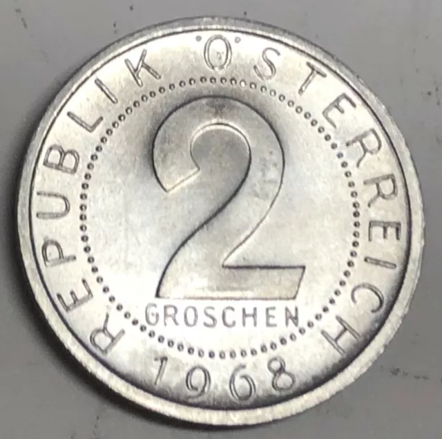 # C2649     AUSTRIA   COIN,     2   GROSCHEN   1968  Unc.