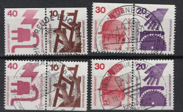 BRD Unfallverhütung Zusammendruck Mi. - Nr. 695 C/D - 699 C/D mit Sonderstempel