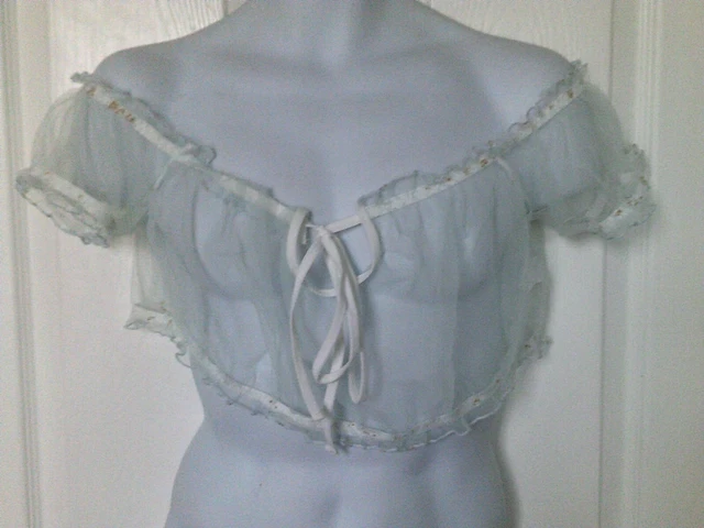Shien - Top a maniche corte blu pallido trasparente taglia 3XL
