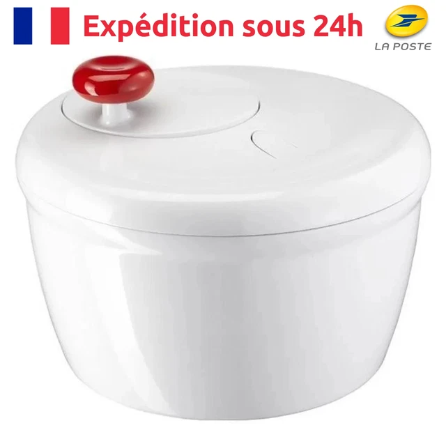 Essoreuse à Salade Manuelle En Inox OTraki 5L - Avec Bouton Stop, Socle Antidérapant Et Accessoires De Coupe