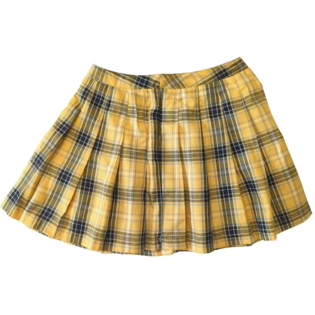 Forever 21 Women's Plaid Mini Skirt Size M Yellow Multi Pleated NWT