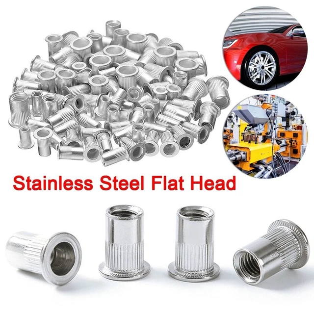 Rivet Nut Flat Head Insert Nutsert Cap Stainless Steel Rivnut Threaded Rivet
