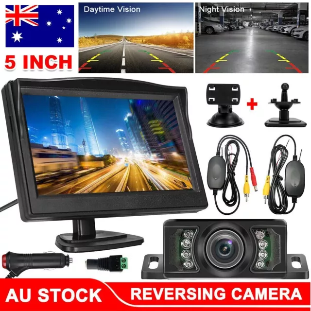 Full Color HD 5'' TFT-LCD Screen Backup Car Monitor Rear View Reverse Camera Kit