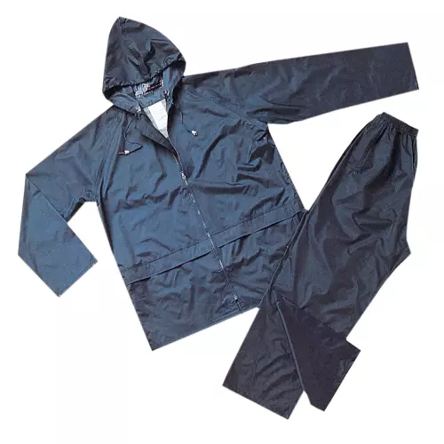 Ensemble Imperméable Niagara Bleu Costume Pantalon Et Veste à Capuche Enduit