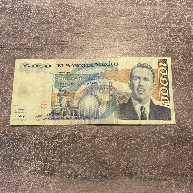 1985 Mexico 10000 ,10 NUEVOS Pesos bank note Cuauhtemoc   UNC SERIE- KU