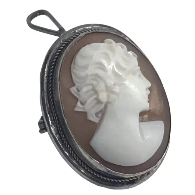 antique 800 silver cameo pendant/brooch