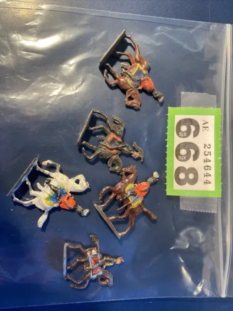 AE668 Vintage Painted Lead Flat Toy Soldiers (French?) Soldiers On Horses