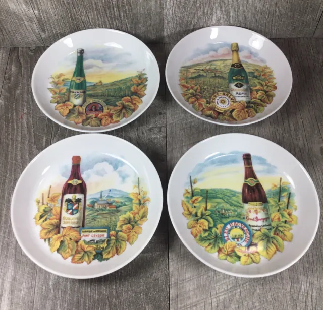 WINE DECOR GERMANY Bareuther Waldsassen Bavaria Plates Coasters 4.25”