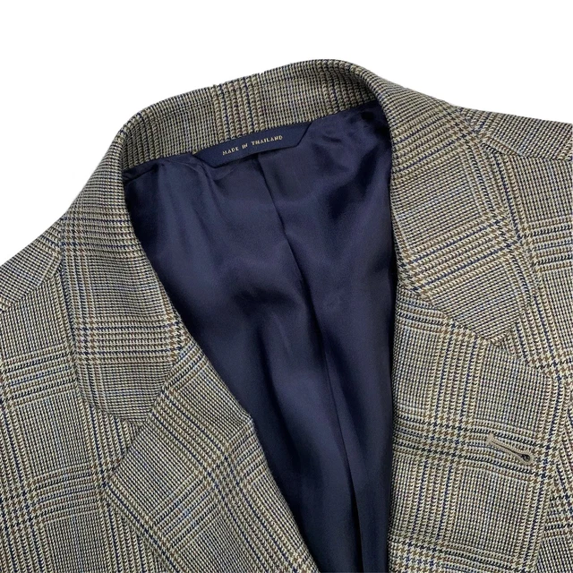 Uomo 48 R Brooks Brothers 1818 Madison Marrone Chiaro Glen Plaid Seta / Lana