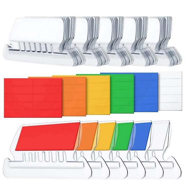 120 Sets File Document Tabs 2 Inch Hanging Folder Tabs and Multicolor Inserts O6