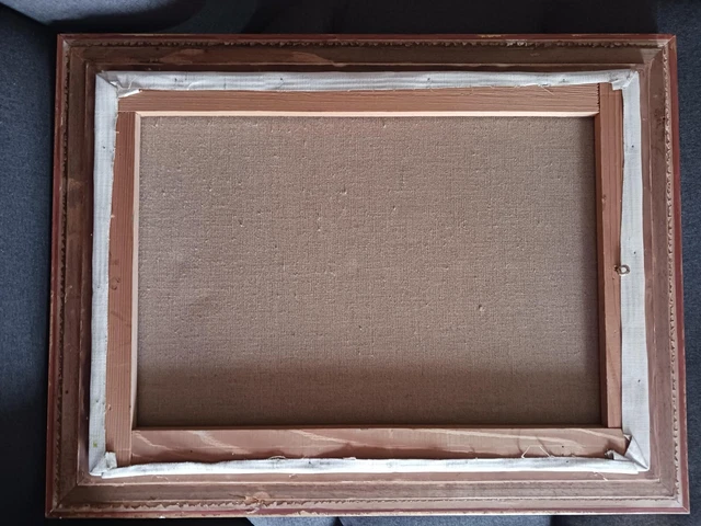tableau ancien huile sur toile signé avec cadre a restaurer 2