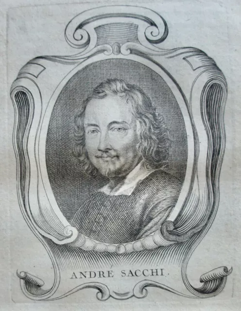 SACCHI ANDRE (1599-1661) PORTRAIT GRAVURE DE 1745 , né à NETTUNO, PEINTRE