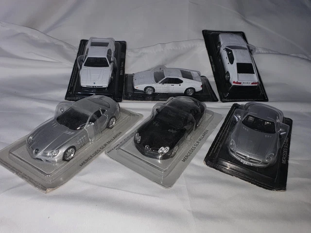 Lot De 6 Voitures 1/43° Bmw M1 Mercedes Slr Mc Laren Mercedes Sls Amg