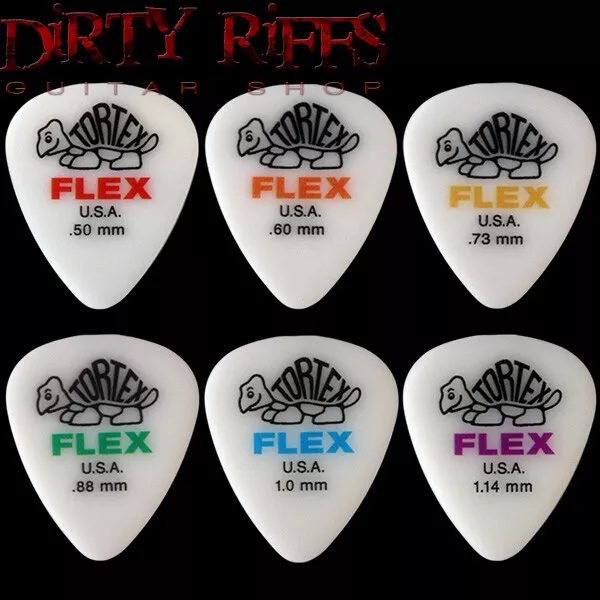 6 x Dunlop Tortex Flex Standard Guitar Picks Plectrums-Your Choice Of Size/Type